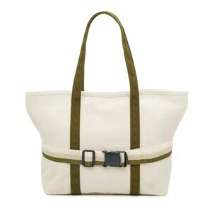NWT! DSW Exclusive Ivory/Green Canvas Tote Bag with Travel Strap